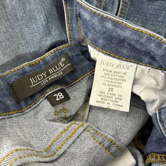 Judy Blue Distressed Skinny Jeans 28 Blue Stretch Mid Rise Casual Trendy - Picture 3 of 7
